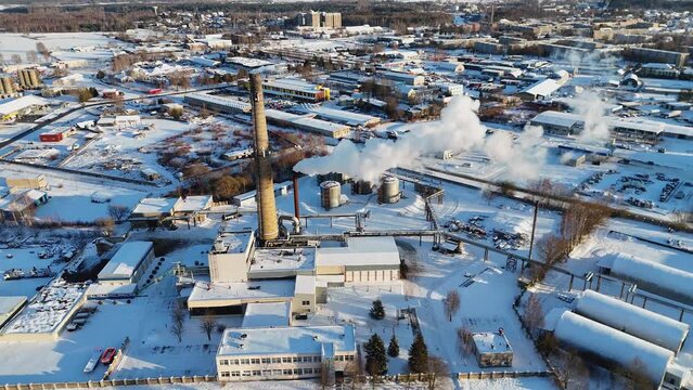 Establishing aerial drone show of industrial heating system for a small town in Lithuania, Silute. Easter European heating solutions.