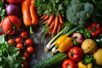 A variety of different types of vegetables arranged neatly on a table. Perfect for showcasing the abundance of fresh produce or promoting healthy eating habits