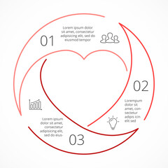 Heart with numbers  Minimal Infographics elements and Infographic elements designs.  Used for workflow layout, diagram, banner, web design. Vector illustration