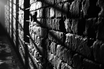 A black and white photo of a brick wall. Suitable for various design projects