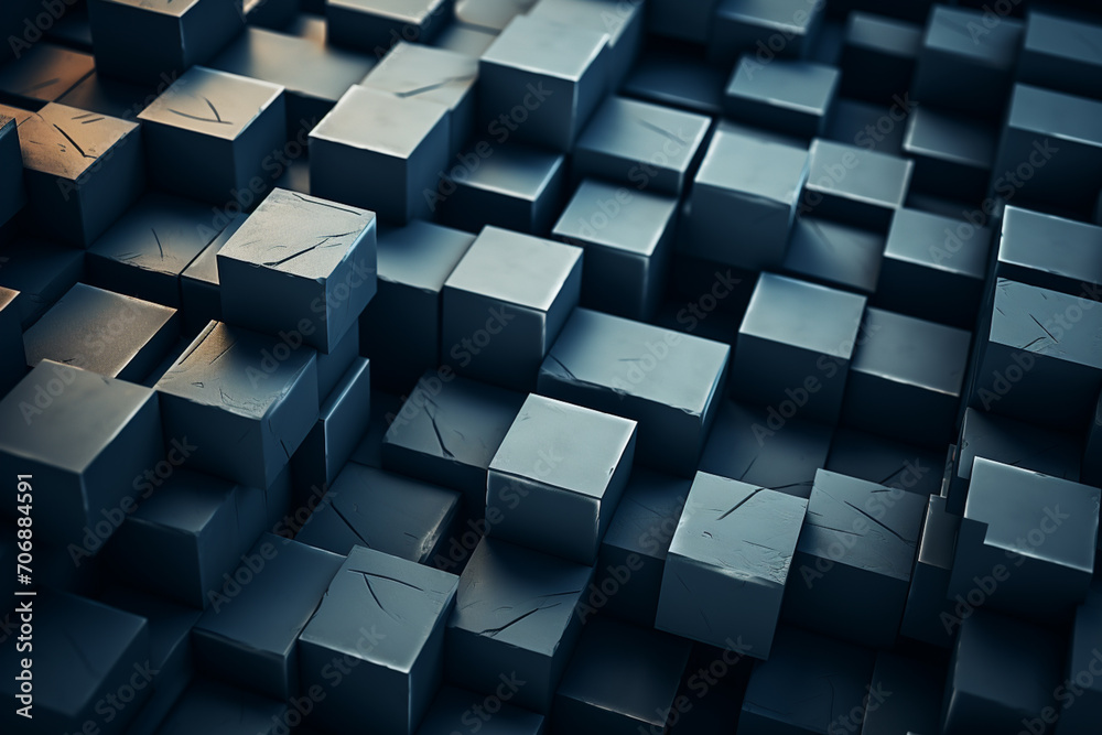 Poster Minimalist interpretation of interconnected blocks symbolizing blockchain.