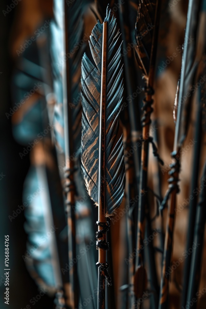 Poster A detailed close-up shot of a bunch of feathers. This image can be used to add a touch of elegance and texture to various creative projects