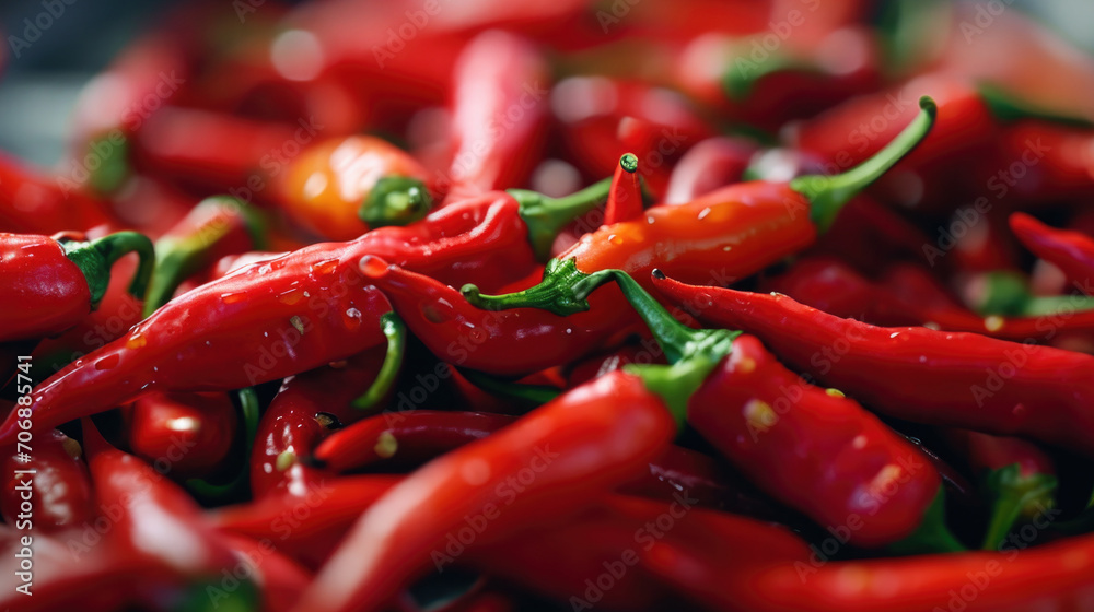 Aufkleber a pile of red hot peppers sitting on top of a table. perfect for adding a spicy touch to your culina