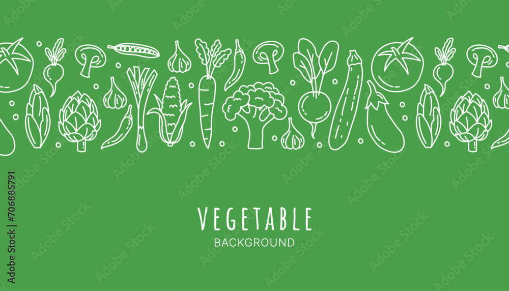 Wall mural hand drawn vegetables seamless pattern, doodle veggies, great for textiles, wrapping, packaging - ve - Wall murals