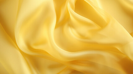 Obraz premium Soft waves of luxurious yellow satin fabric, creating a smooth and elegant textile background with a glossy sheen.
