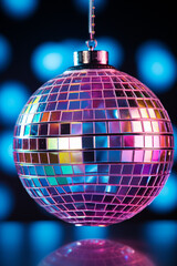 Fototapeta premium Simplistic, linear depiction of a 1970s disco ball.