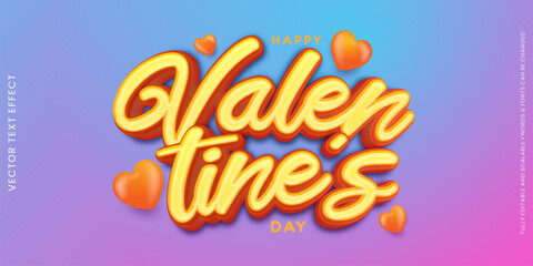 Editable text effect valentine's day with three dimension lettering text style
