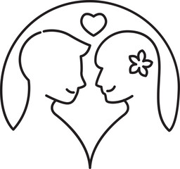 romantic couple line icon,  love concept