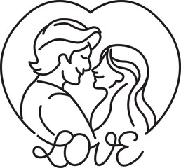 romantic couple line icon,  love concept