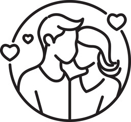 romantic couple line icon,  love concept