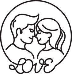romantic couple line icon,  love concept