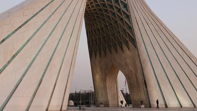 The Azadi Tower is a symbol of freedom in Iran, the main symbol of Iran's capital. MS ZI LA Azadi Tower - Freedom Tower, the gateway to Tehran, Popular tourist point at twilight