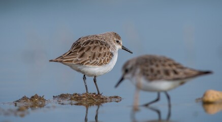 Little Stint (Calidris minuta) is a wetland bird that lives in the northern parts of the European and Asian continents. It feeds in swampy areas.