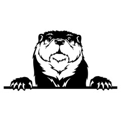 Peeking Otter Stencil - Peeking Animal Cut file, Funny Animal Stencil