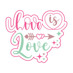 Love is Love Typography Valentine's Day Clip Art