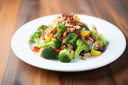 Broccoli Raisin Salad With Bacon Pieces, Close-up Shot