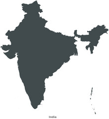 Map of India, South Asia. This elegant black vector map is perfect for diverse uses in design, education, and media, offering adaptability to any setting or resolution.