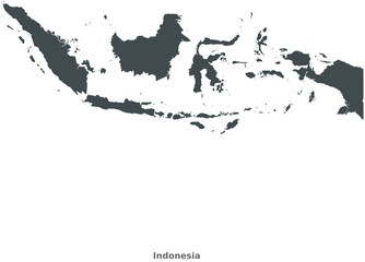 Map of Indonesia, Southeast Asia. This elegant black vector map is perfect for diverse uses in design, education, and media, offering adaptability to any setting or resolution.