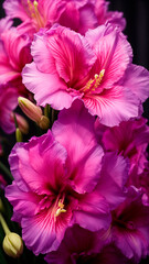 photo close up  beatifull and interesting light purple flower gladiolus details. generated AI