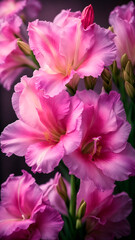 photo close up  beatifull purple flower gladiolus details. generated AI