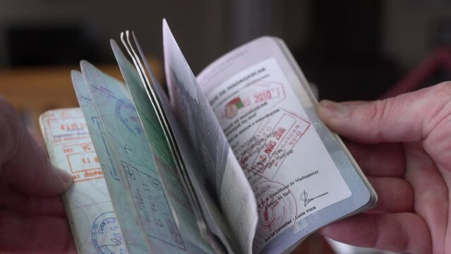 A US passport full of stamps after a lifetime of trave