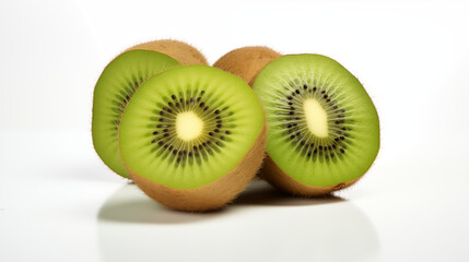 slice half of kiwis fruit on white background