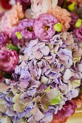 The composition is made by florists from fresh flowers