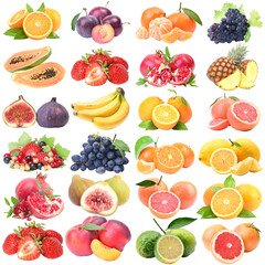 Set of fruits and berries isolated