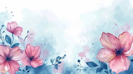 Fototapeta na wymiar vector natural background with watercolor flowers