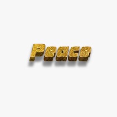 3D Peace text  golden effect on white background