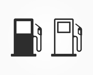 Gas pump icon. Fuel, gasoline, oil and petrol pump icons. Vector illustration.