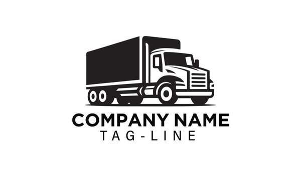 trucking company minimal logo icon , black and white truck logo