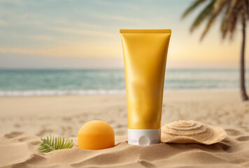 SPA Cosmetics Mockup. sun cream tube mockup. Nourishing body lotion in attractive packaging for skin care and hygiene.	