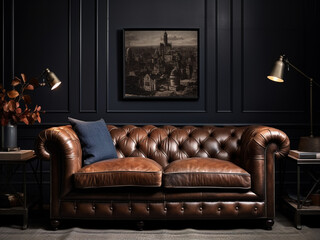 Elegant blend of old and new with a chesterfield sofa in a minimalist setting