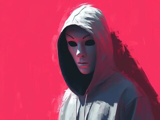 Digital Illustration of a Female Character in a Hoodie and Hoodie Generative AI