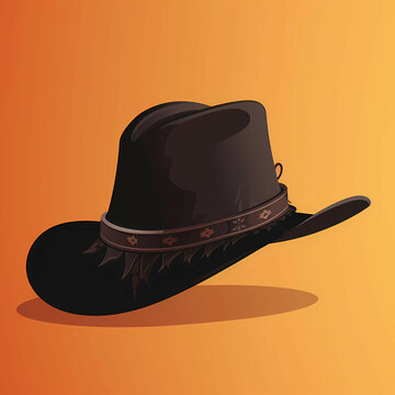 Cowboy Hat Sholhouette, A Black Hat With A Brown Band
