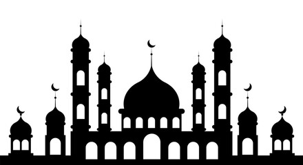 beautiful mosque building silhouette card decoration vector illustration