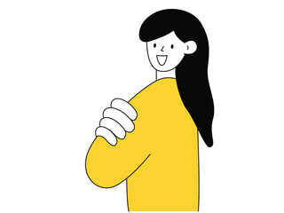 woman in crossed arms flat character from side