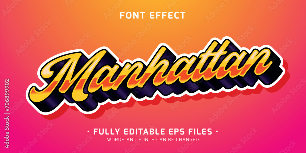 Wall mural editable vector 3d emboss sticker style font effect with shiny text style