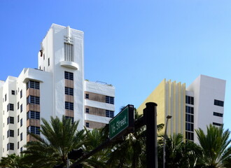 Historical Art Deco Buildings in Miami South Beach, Florida