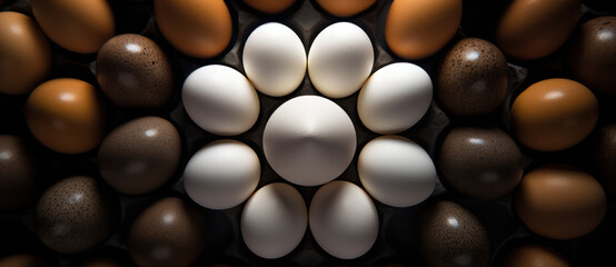 Fresh Brown Organic Chicken Eggs on White Background, Closeup of Raw Uncooked Healthy Breakfast Ingredient, Group of Protein-rich Nature's Bounty in a Cardboard Carton - Farm to Table Nutrition