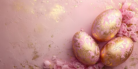 easter eggs background in rose gold color theme