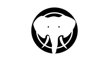 Elephant head, black isolated silhouette - obrazy, fototapety, plakaty