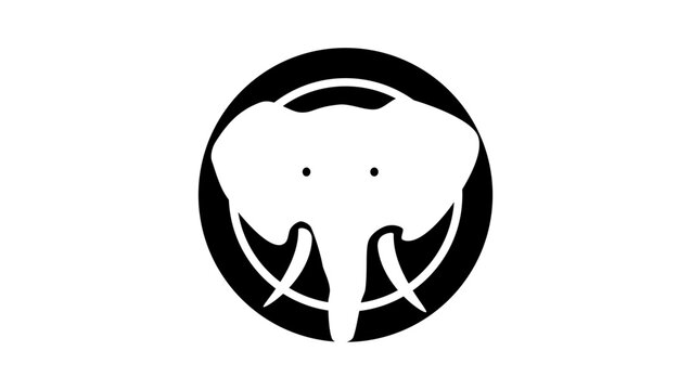 Elephant head, black isolated silhouette