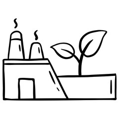 Green factory - hand drawn icon