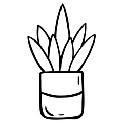 Plant on pot - hand drawn icon