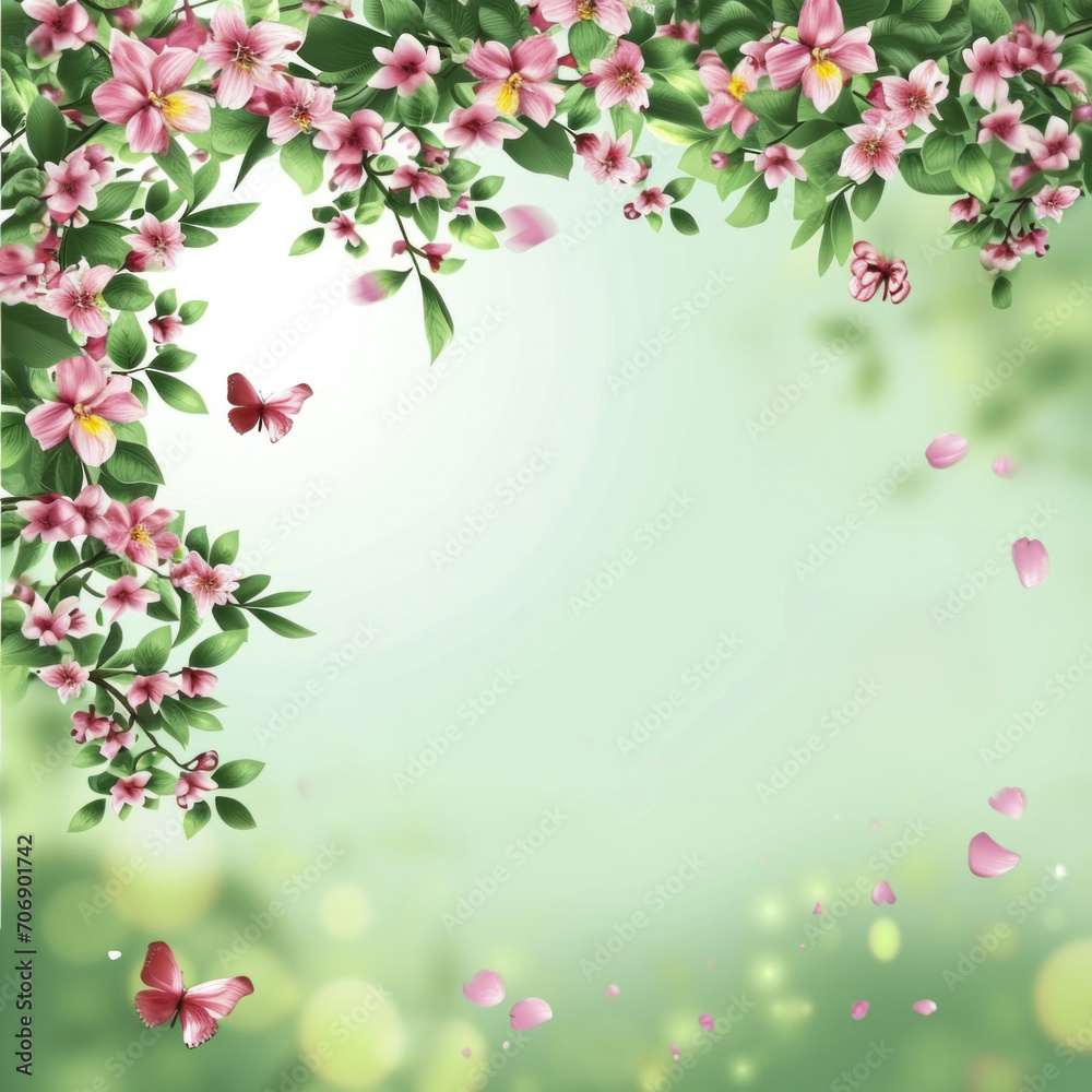 Wall mural spring poster template with large copy space for text