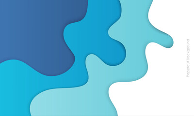 abstract white and blue papercut layers background