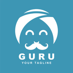 guru logo icon design vector illustration. logo suitable for man related product, yoga, knowledge and traveling agency - obrazy, fototapety, plakaty