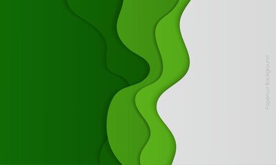 abstract white and green papercut layers background